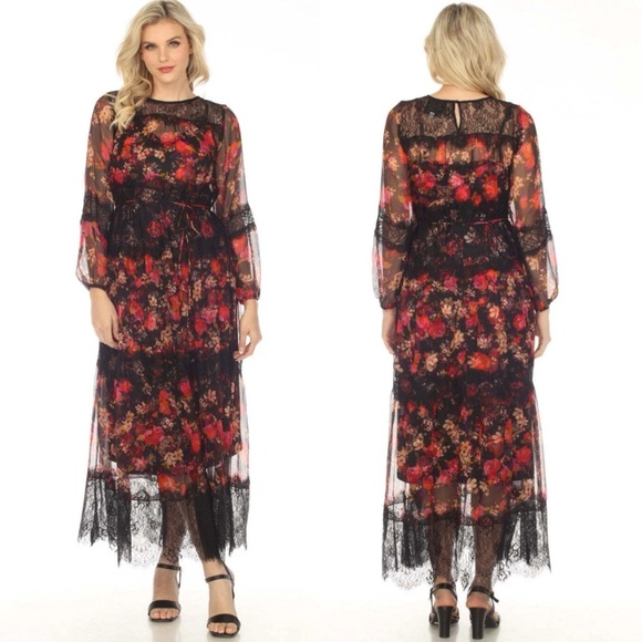 Johnny Was Dresses & Skirts - Johnny Was Love Flora Silk Lace Tiered Maxi Dress L38023